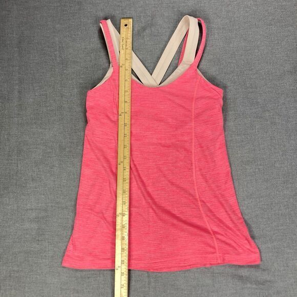Lululemon Tank Top Women 4 Coral Run For Gold Built In Bra Athletic Run Yoga Gym - Picture 9 of 13